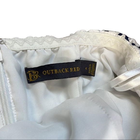 Outback Red Strapless Dress size 4 White & Navy with Pockets - Picture 3 of 3
